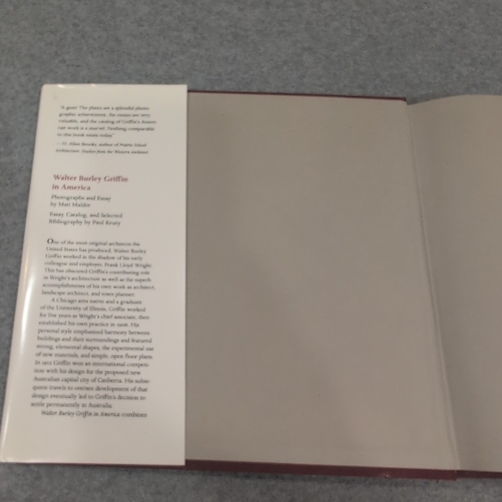 Walter Burley Griffin in America HC 1996 Mati Maldre Paul Kruty Architecture - Picture 3 of 5